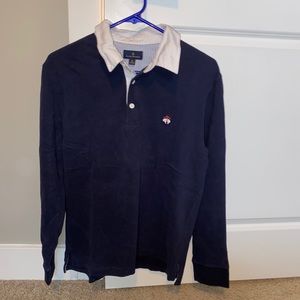 Navy Brooks Brothers LS Polo w/ White Collar